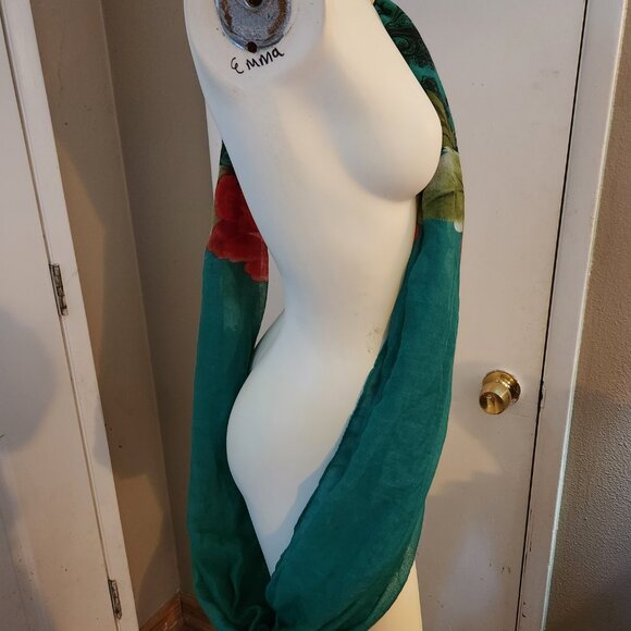 Womens Indian Traditional Wear Green Sash Floral Print Beaded Adorned Fast Ship - Picture 6 of 7